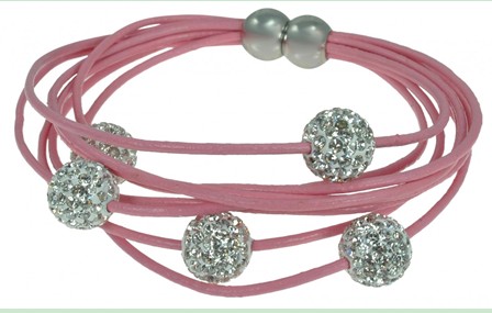 pink Leather Crystal Bracelets wholesale